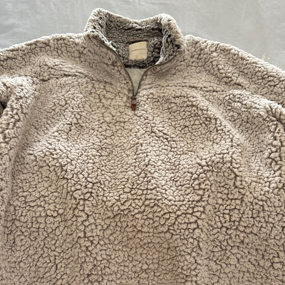 Thread & Supply Zip Up Sherpa Sweater - Cream